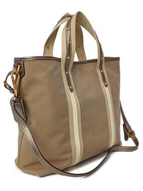 Prada Tote Logo beige Brown Bag Jacquard canvas